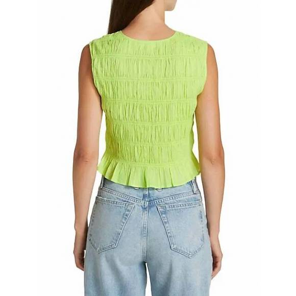 NEW FRAME sleeveless shirred top in bright lime - Picture 3 of 3